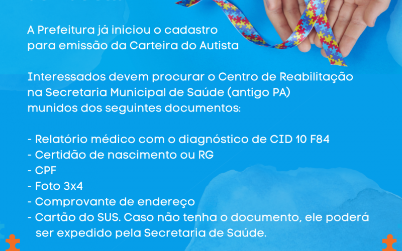 João Monlevade já faz cadastro para emissão da carteira de autista
